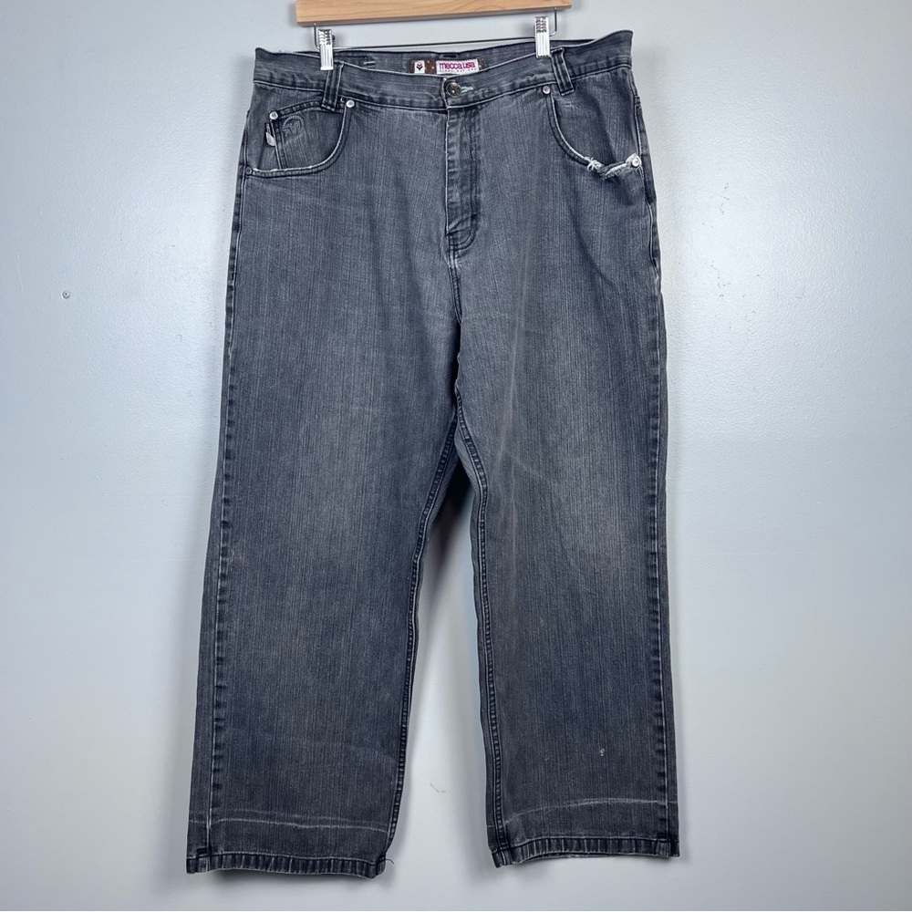 Mecca USA Men's 100% Cotton Distressed Gray Denim Relaxed Fit Jeans Size 40